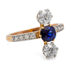 Belle Epoque Sapphire & Diamond Vertical Three Stone Ring | Cordova