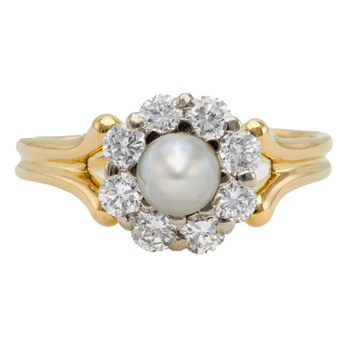 5mm Victorian Revival Pearl & Diamond Cluster Ring | Quail Hollow