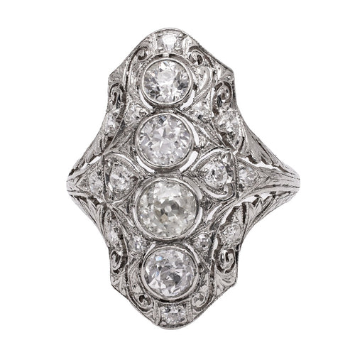 1.20ctw Early Art Deco Platinum & Diamond Dinner Ring | Firwood