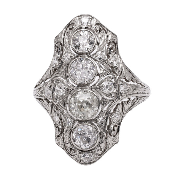 1.20ctw Early Art Deco Platinum & Diamond Dinner Ring | Firwood