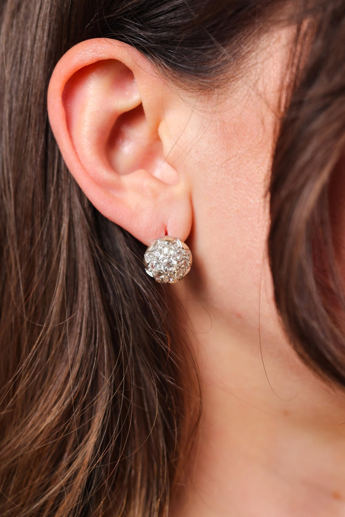 Victorian Diamond White Gold Cluster Earrings