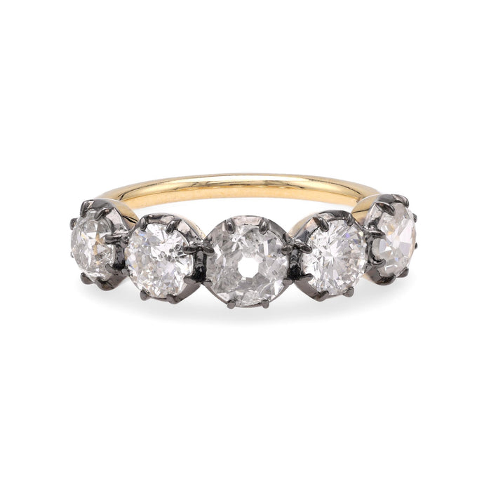 Victorian Style 5 Stone Diamond 18k Gold & Platinum Ring