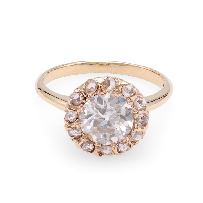 Victorian GIA 0.94 Carat Diamond Yellow Gold Engagement Ring