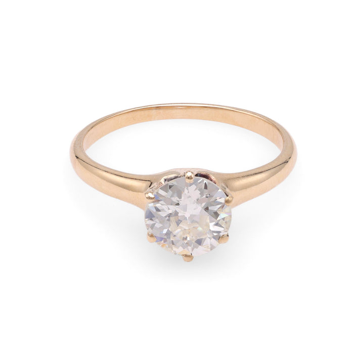 Victorian GIA 0.98 Carat Diamond Yellow Gold Solitaire Engagement Ring