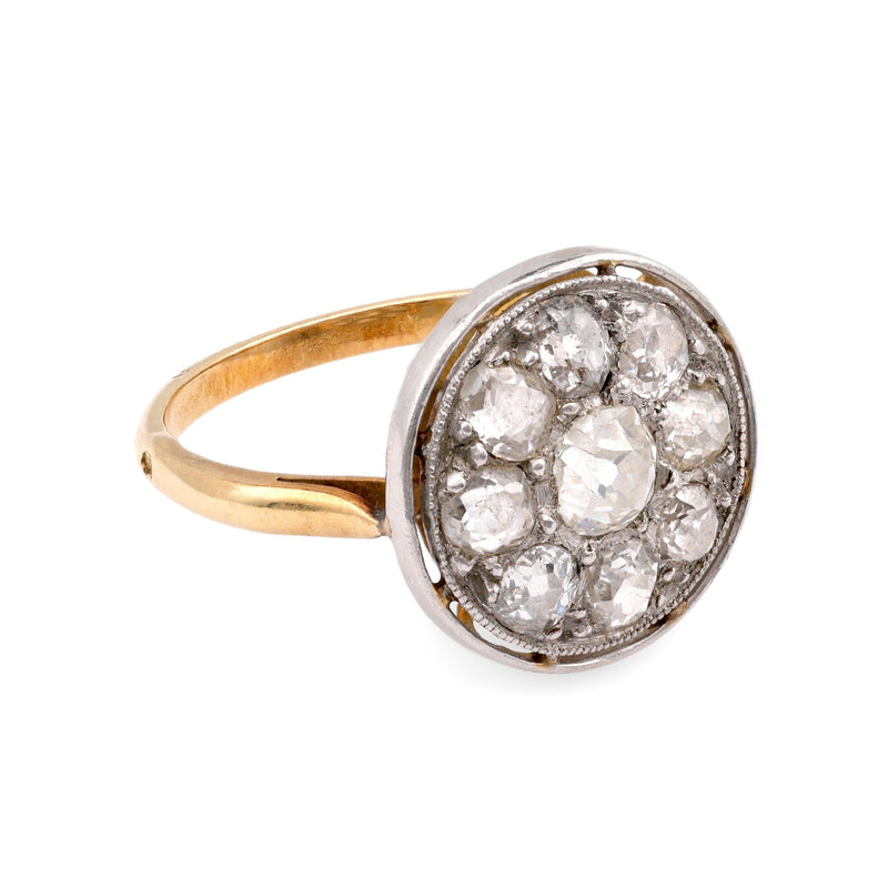 French Belle Epoque Diamond Yellow Gold & Platinum Ring