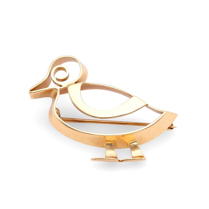 Vintage Tiffany & Co 14K Yellow Gold Duck Brooch