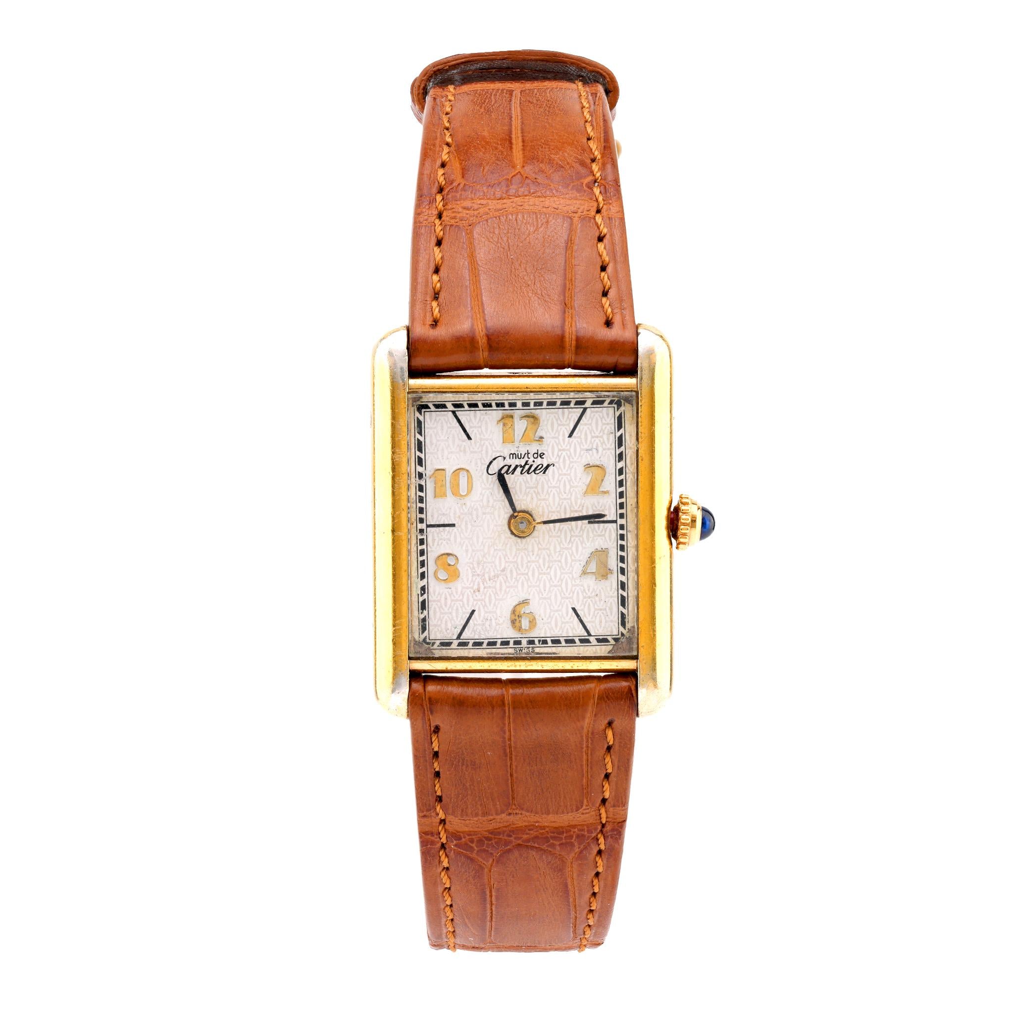 Vintage Cartier Must Tank Gold Plated Quartz Watch