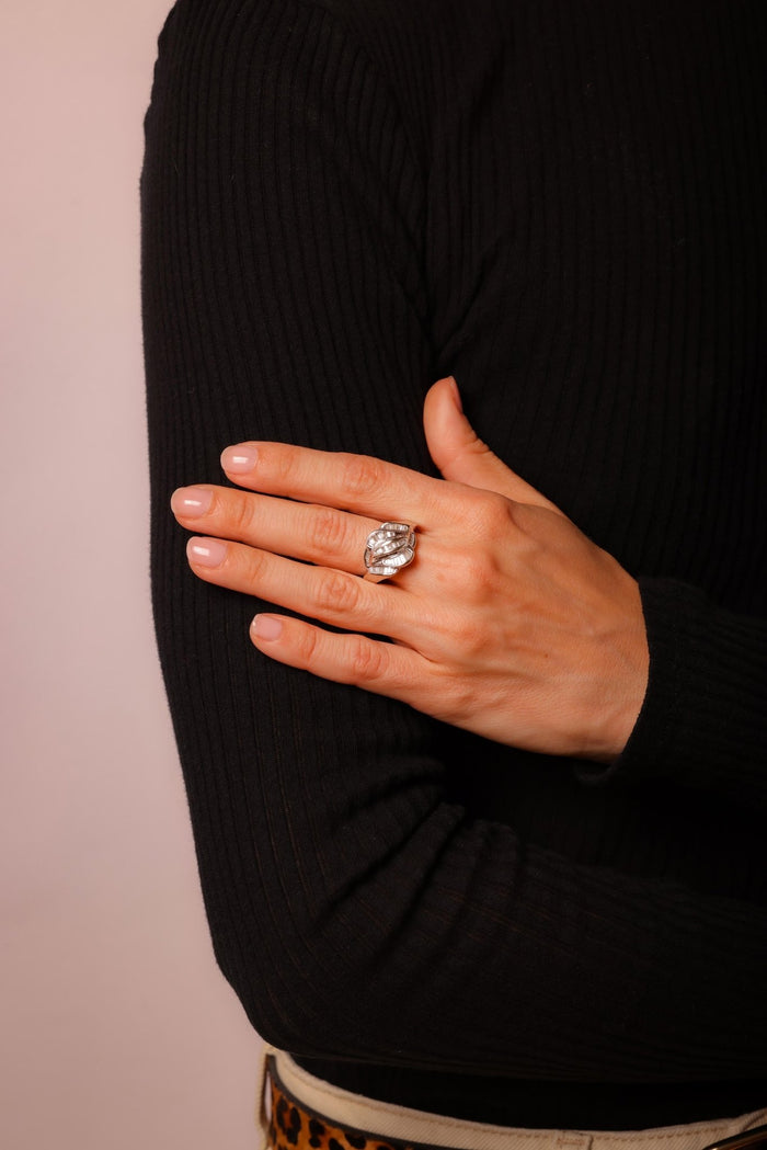 Vintage Diamond 14K White Gold Cocktail Ring