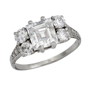 Art Deco GIA 2.14 carat Carré cut diamond 18k white gold ring