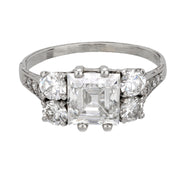 Art Deco GIA 2.14 carat Carré cut diamond 18k white gold ring