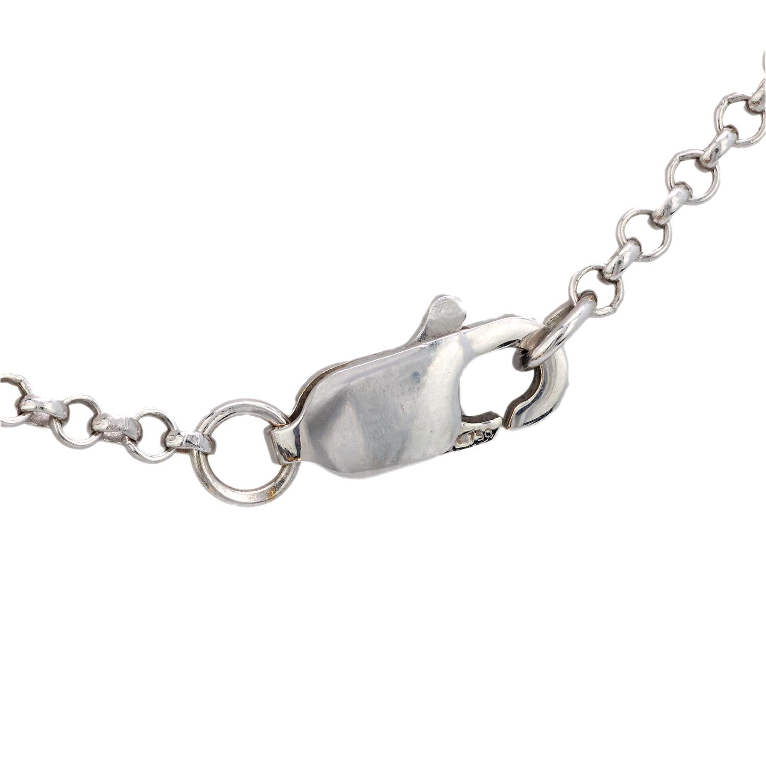 Vintage Italian diamond 18k white gold, silver, enamel cherry necklace