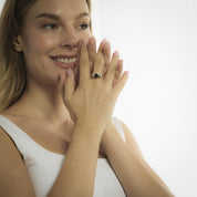 GIA 1.30 carat Burma no heat sapphire diamond 18k yellow gold three stone ring