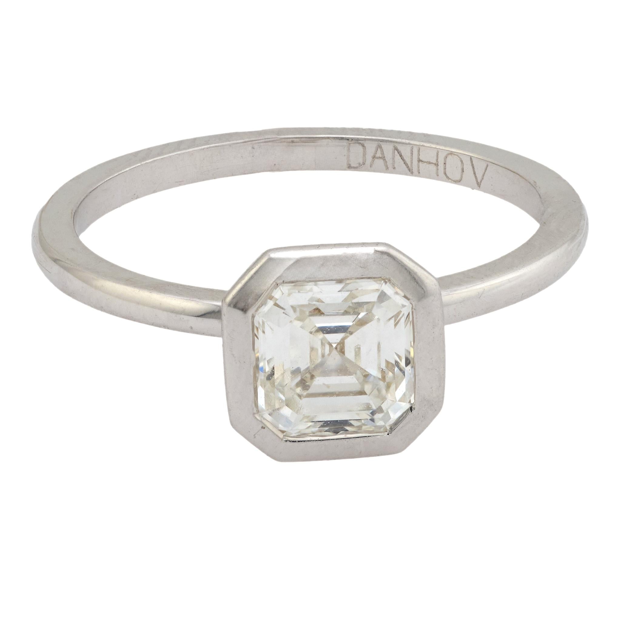 GIA 1.06 carat Asscher cut diamond 18k white gold engagement ring