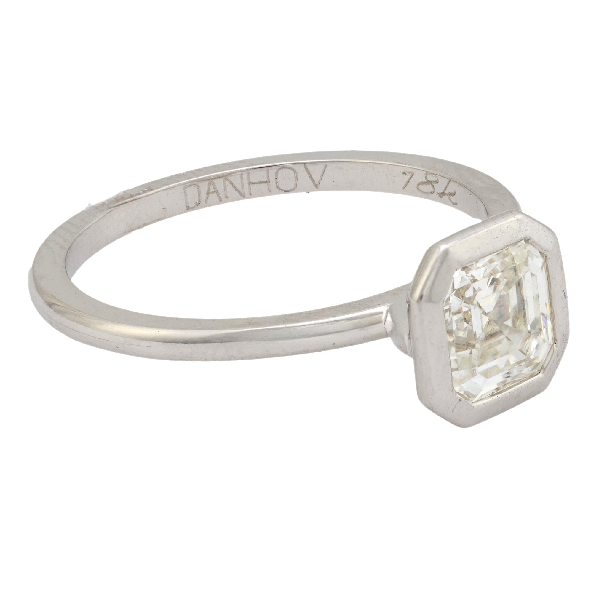GIA 1.06 carat Asscher cut diamond 18k white gold engagement ring