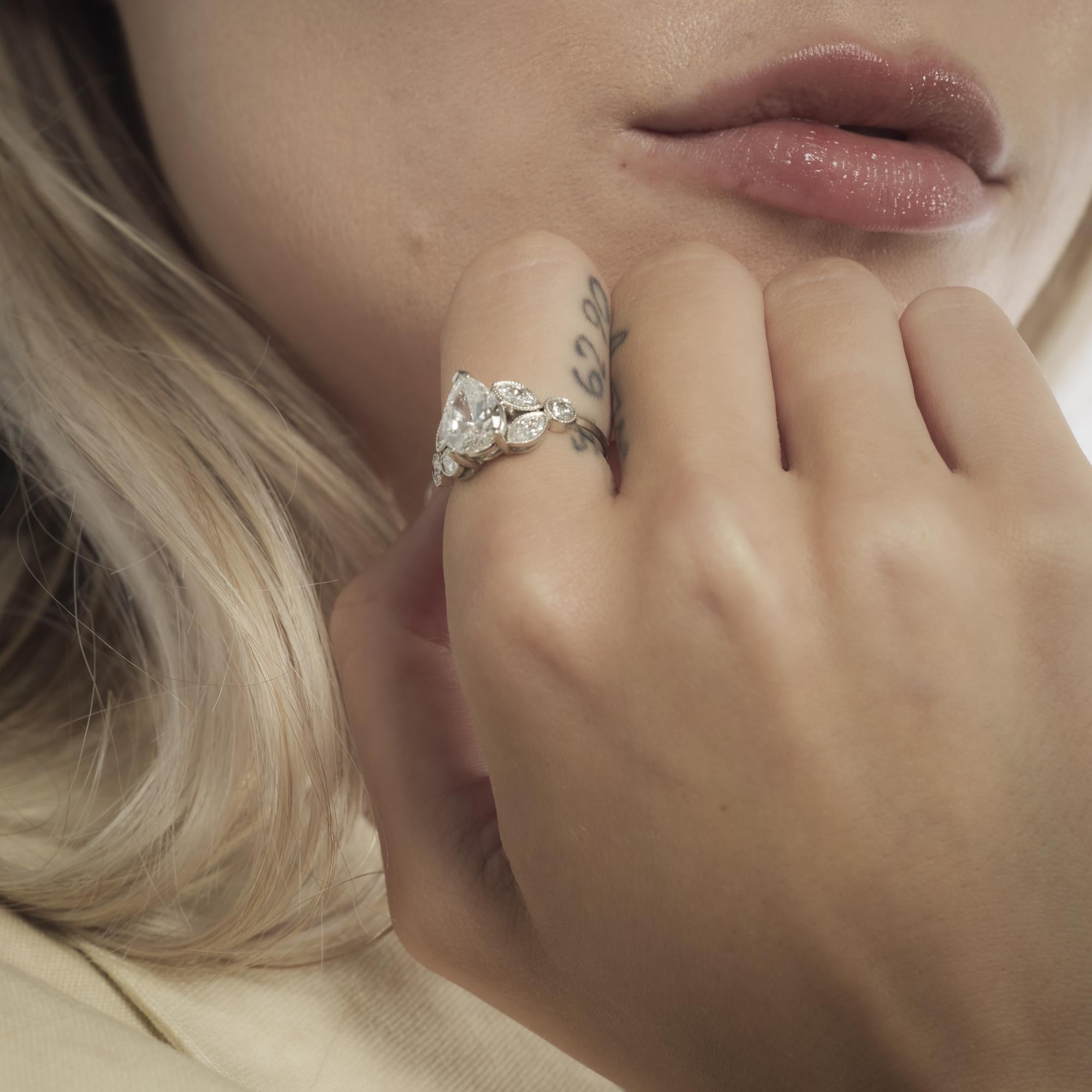 GIA 2.01 carat pear shape diamond platinum engagement ring