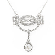 Belle Époque French GIA 3.59 carat old European cut diamond platinum necklace