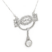 Belle Époque French GIA 3.59 carat old European cut diamond platinum necklace