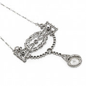 Belle Époque French GIA 3.59 carat old European cut diamond platinum necklace