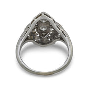 Art Deco diamond platinum navette ring