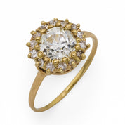 Victorian GIA 1.64 carat old European cut diamond 14k yellow gold cluster ring