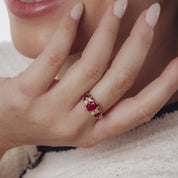 Victorian English ruby diamond 18k yellow gold band