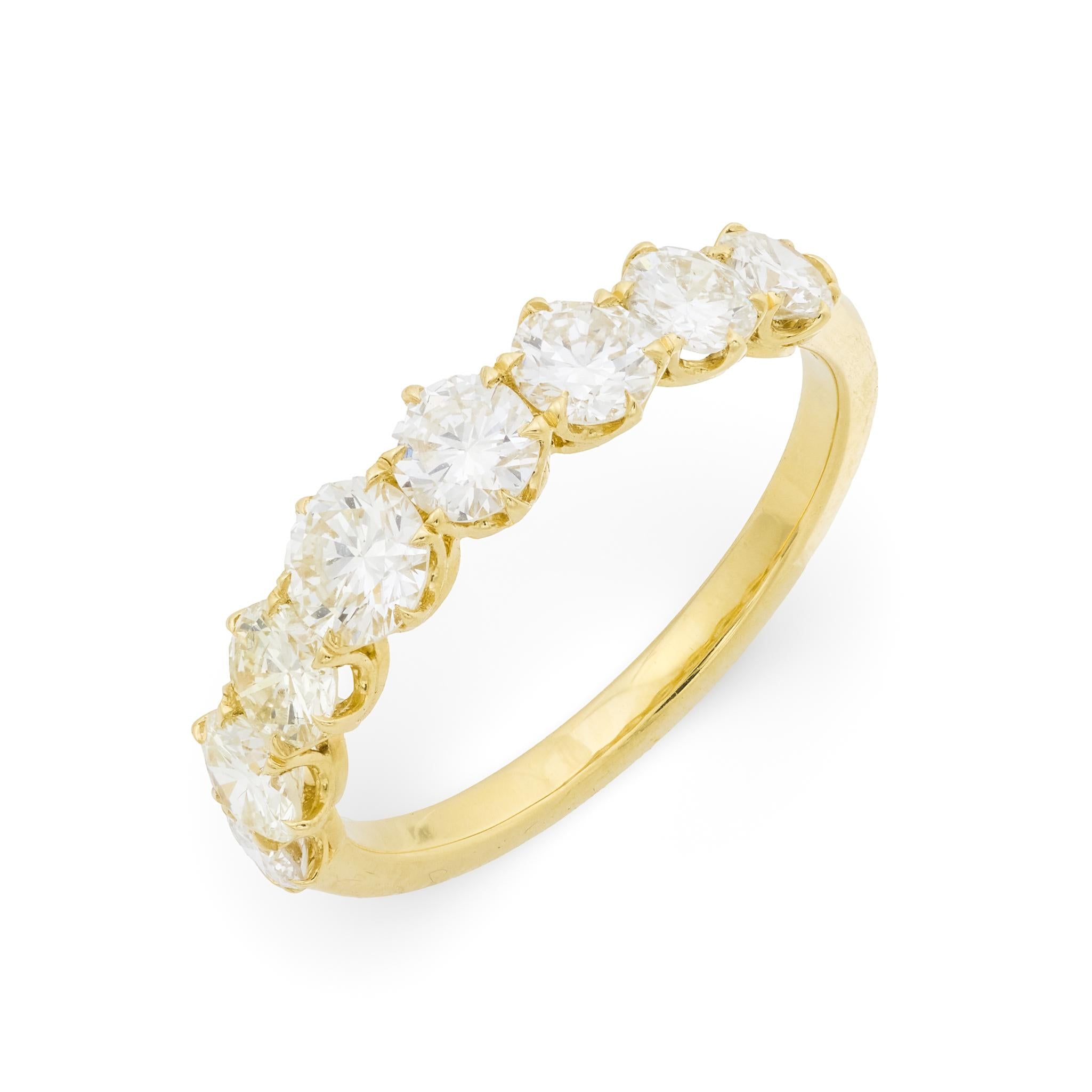 Modern 1.48 carat diamond 18k yellow gold half eternity band