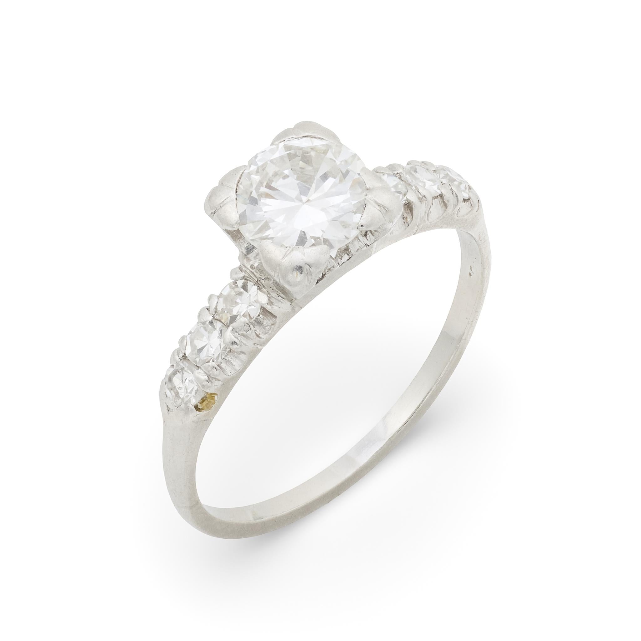 Art Deco diamond platinum engagement ring
