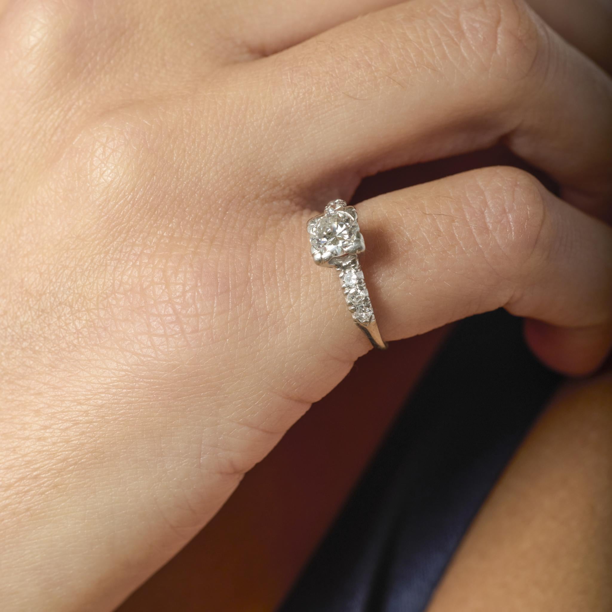 Art Deco diamond platinum engagement ring
