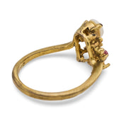 Vintage opal ruby 14k yellow gold ring