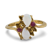 Vintage opal ruby 14k yellow gold ring