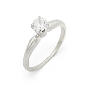 Mid Century diamond 14k white gold solitaire engagement ring