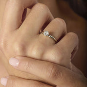 Mid Century diamond 14k white gold solitaire engagement ring