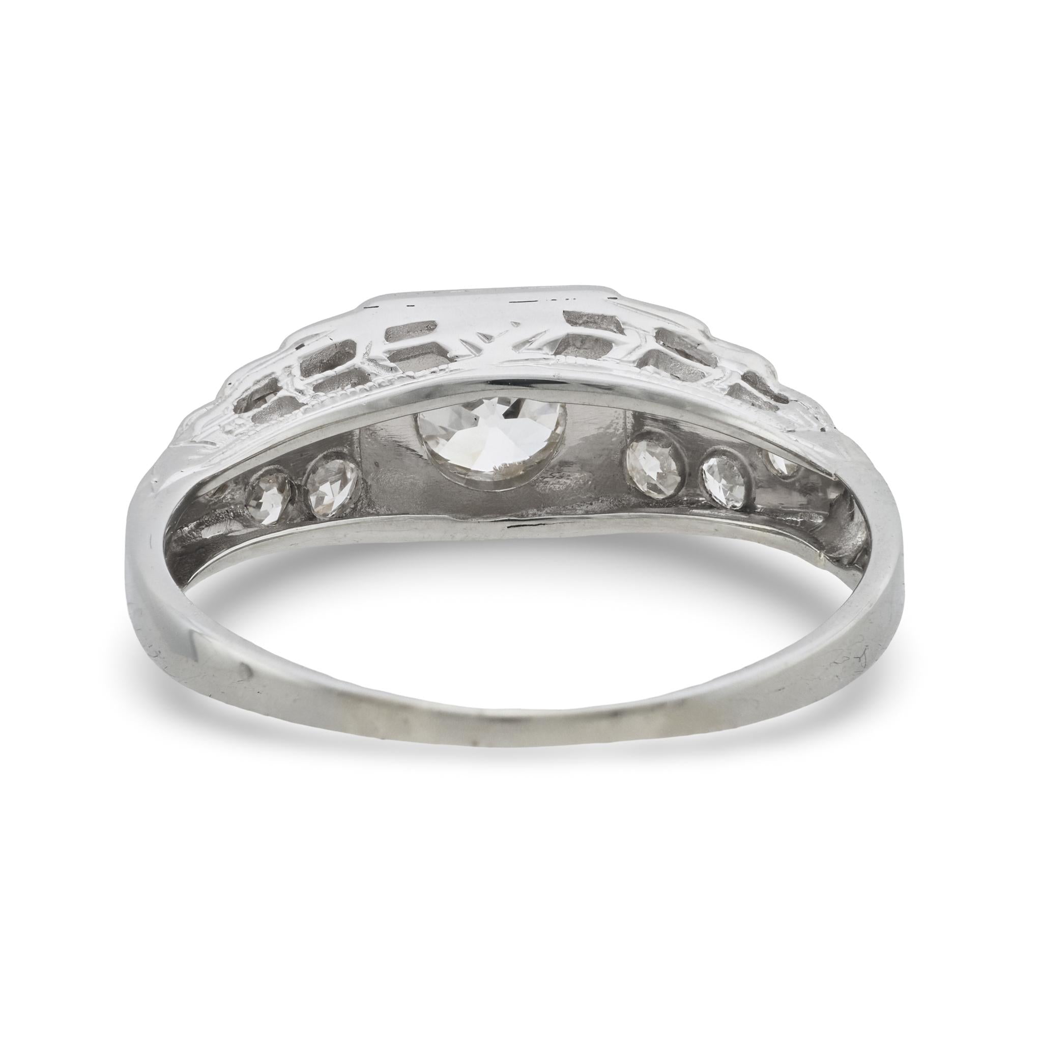 Art Deco diamond platinum engagement ring