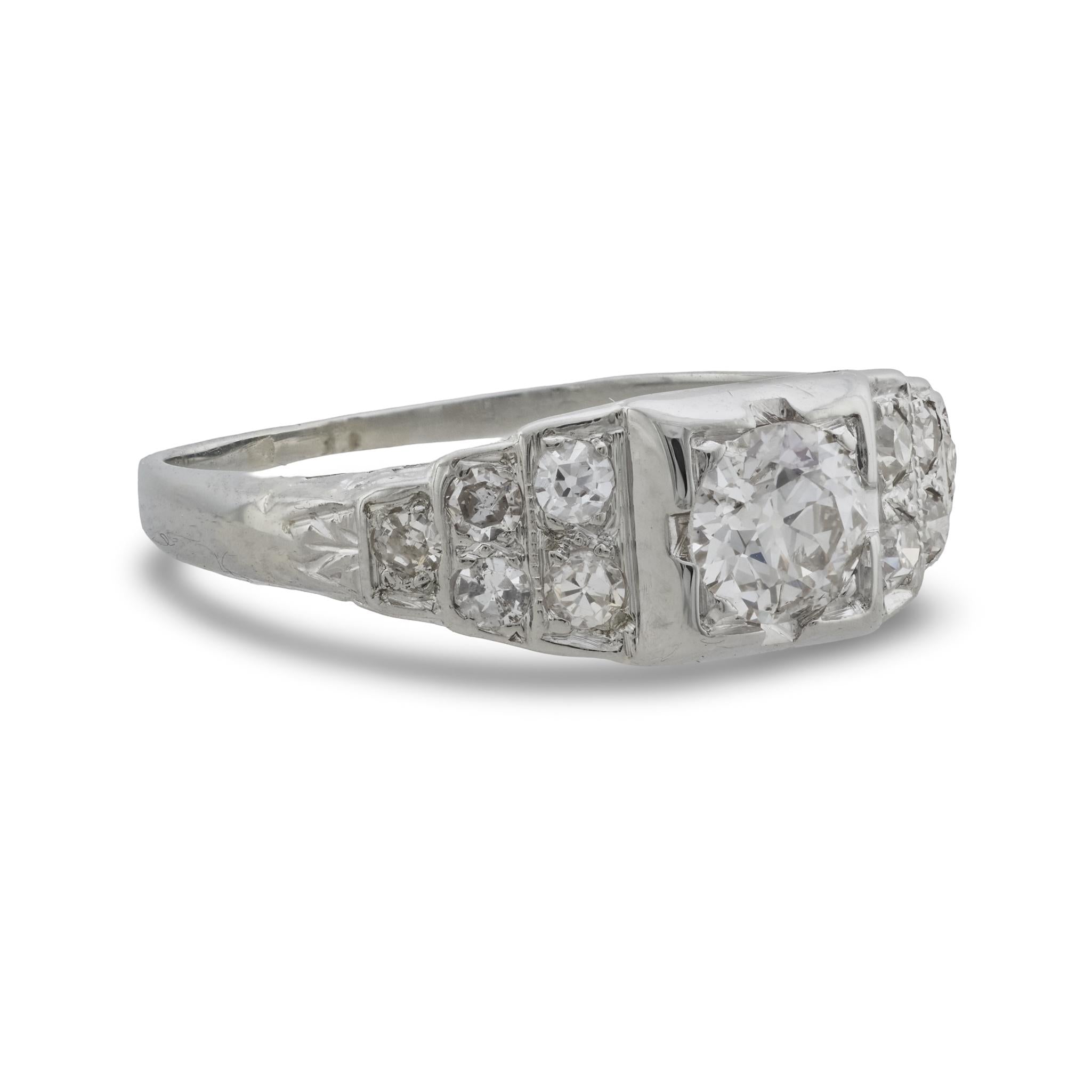 Art Deco diamond platinum engagement ring