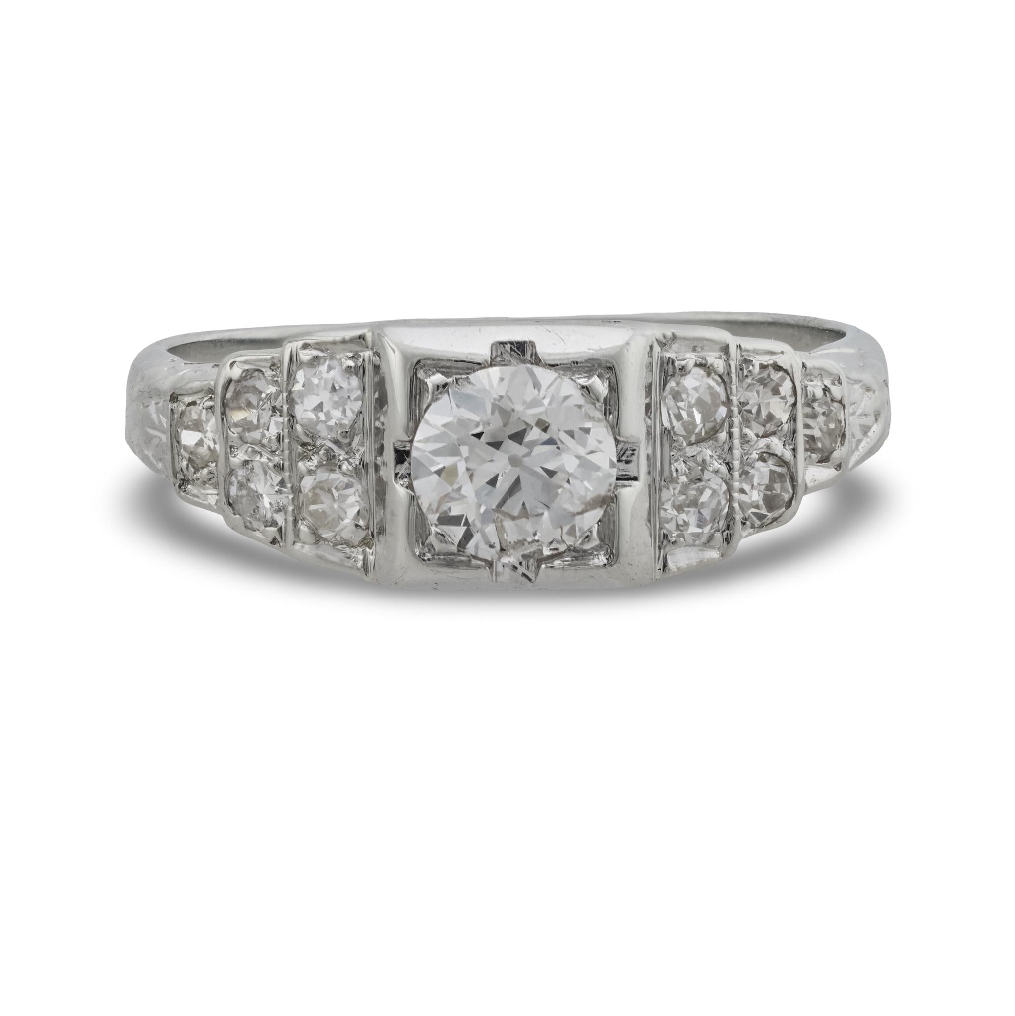 Art Deco diamond platinum engagement ring