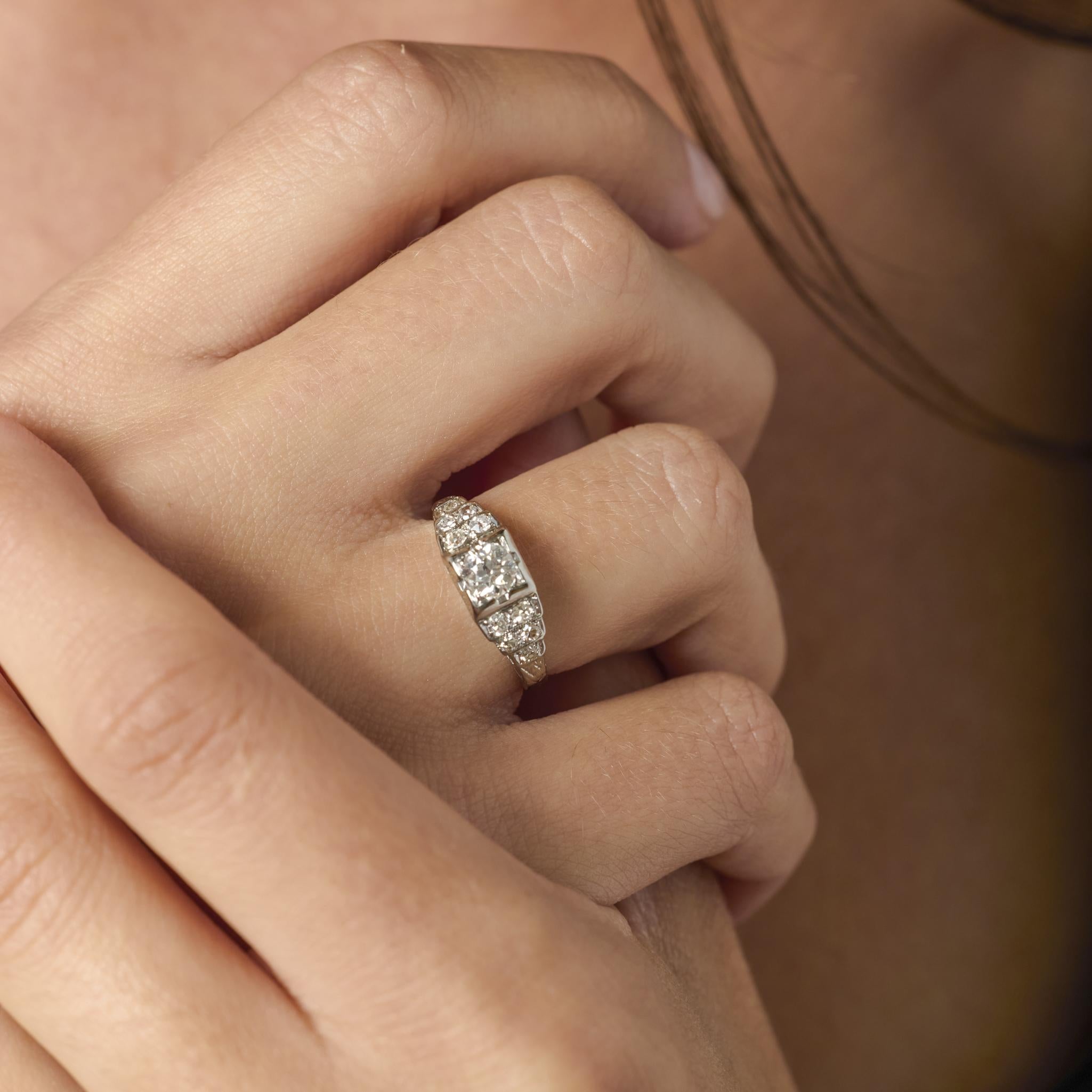 Art Deco diamond platinum engagement ring