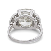 French Art Deco GIA 6.38 carat old mine cut diamond 18k white gold ring