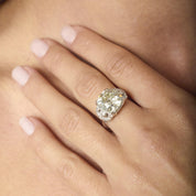French Art Deco GIA 6.38 carat old mine cut diamond 18k white gold ring