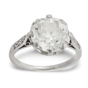 Art Deco GIA 3.28 carat old European cut diamond platinum engagement ring