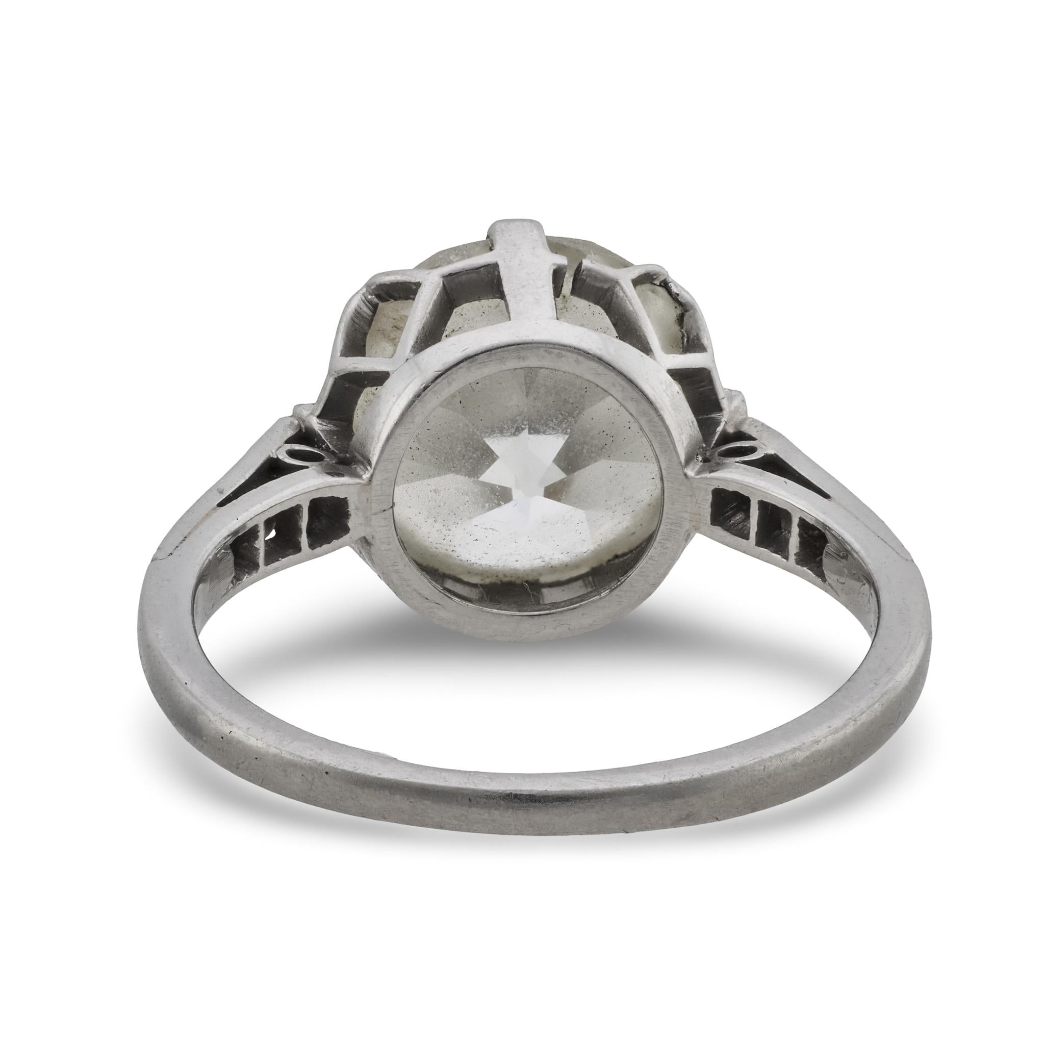 Art Deco GIA 3.28 carat old European cut diamond platinum engagement ring