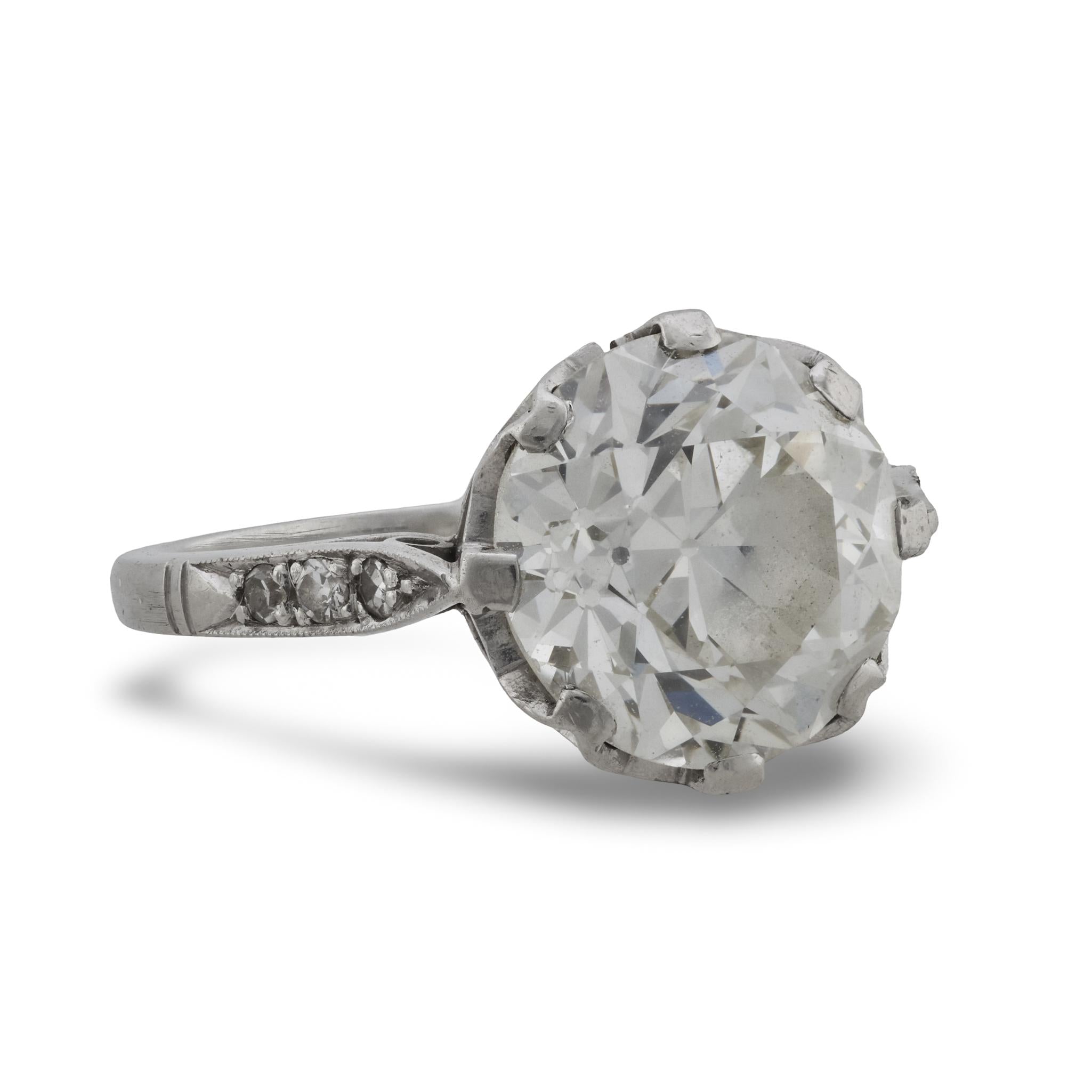 Art Deco GIA 3.28 carat old European cut diamond platinum engagement ring