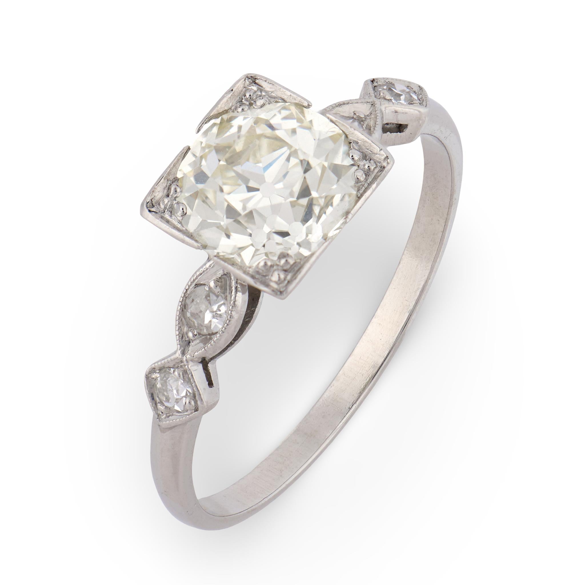 PLY Distorted Diamond Ring 13号 Art Deco 1.65 carat old European cut diamond platinum engagement