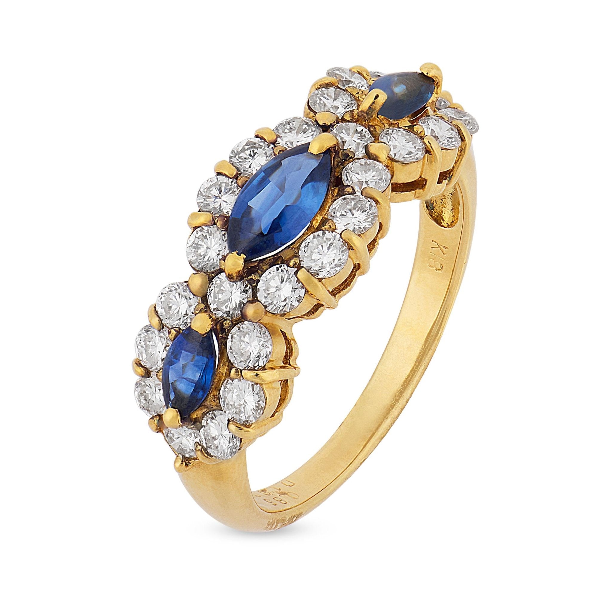 Vintage sapphire diamond 18k yellow gold ring – Trumpet & Horn