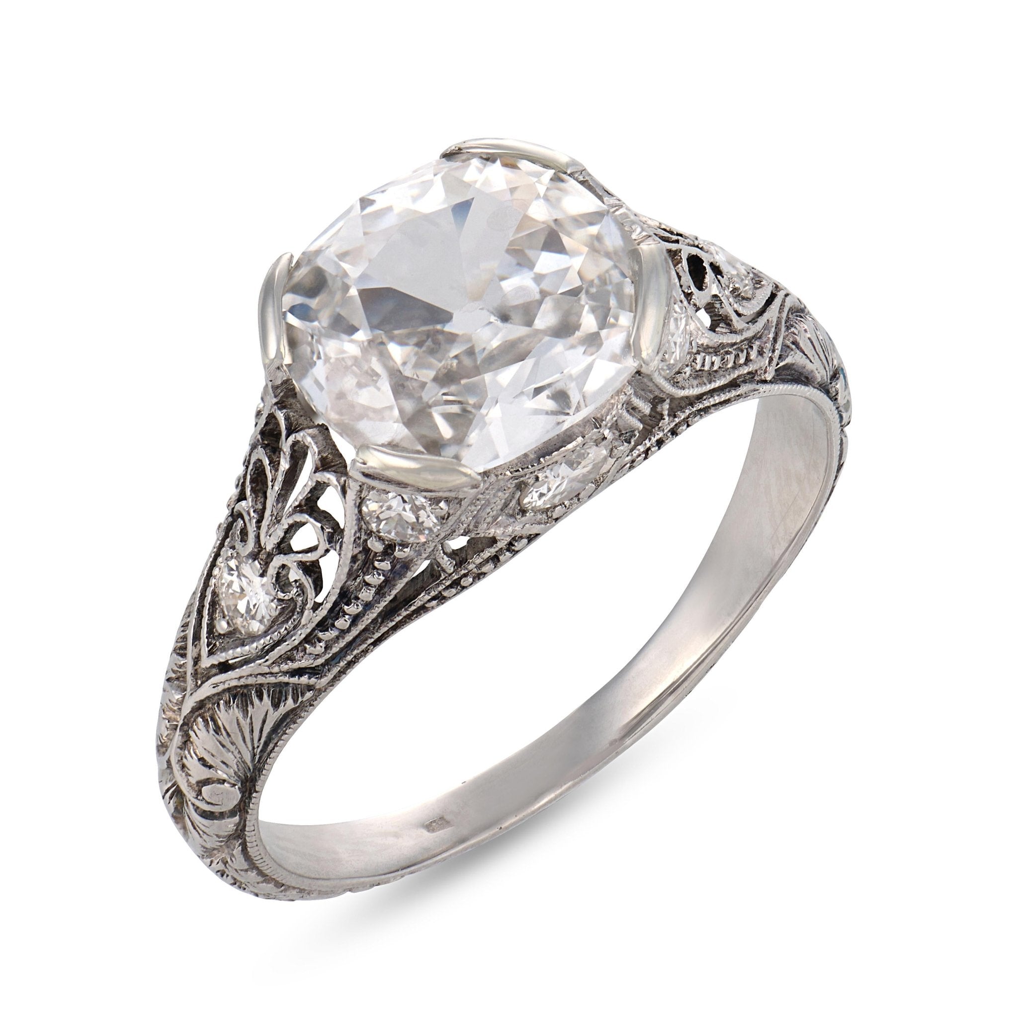 Art Deco GIA 1.59 carat diamond platinum engagement ring – Trumpet