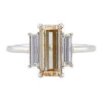 GIA 2.00 Carat Fancy Color Diamond Platinum Three Stone Ring