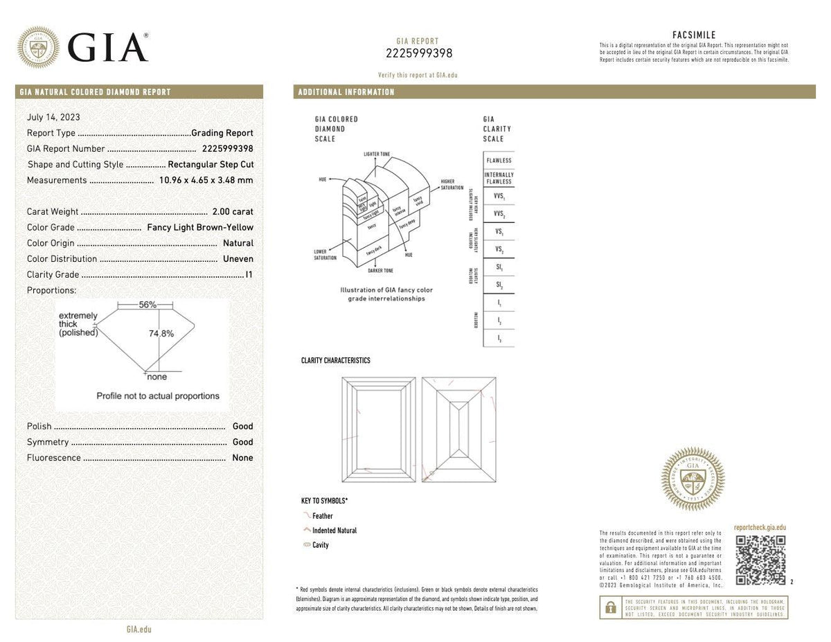 GIA 2.00 Carat Fancy Color Diamond Platinum Three Stone Ring