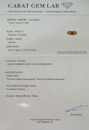 Victorian CGL 1.60 carat Burma no heat ruby diamond 18k rose gold band