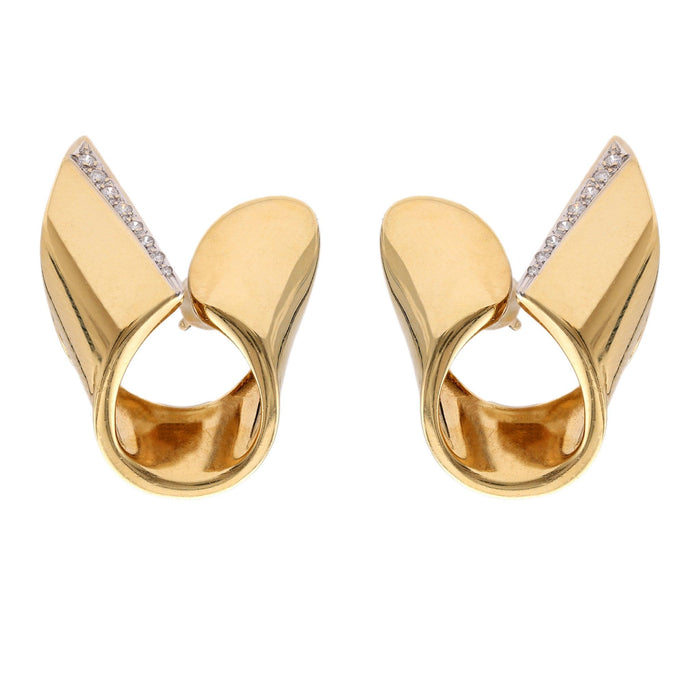 Pair of Vintage Italian Diamond 18k Gold Earrings