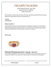 Victorian CGL 1.60 carat Burma no heat ruby diamond 18k rose gold band