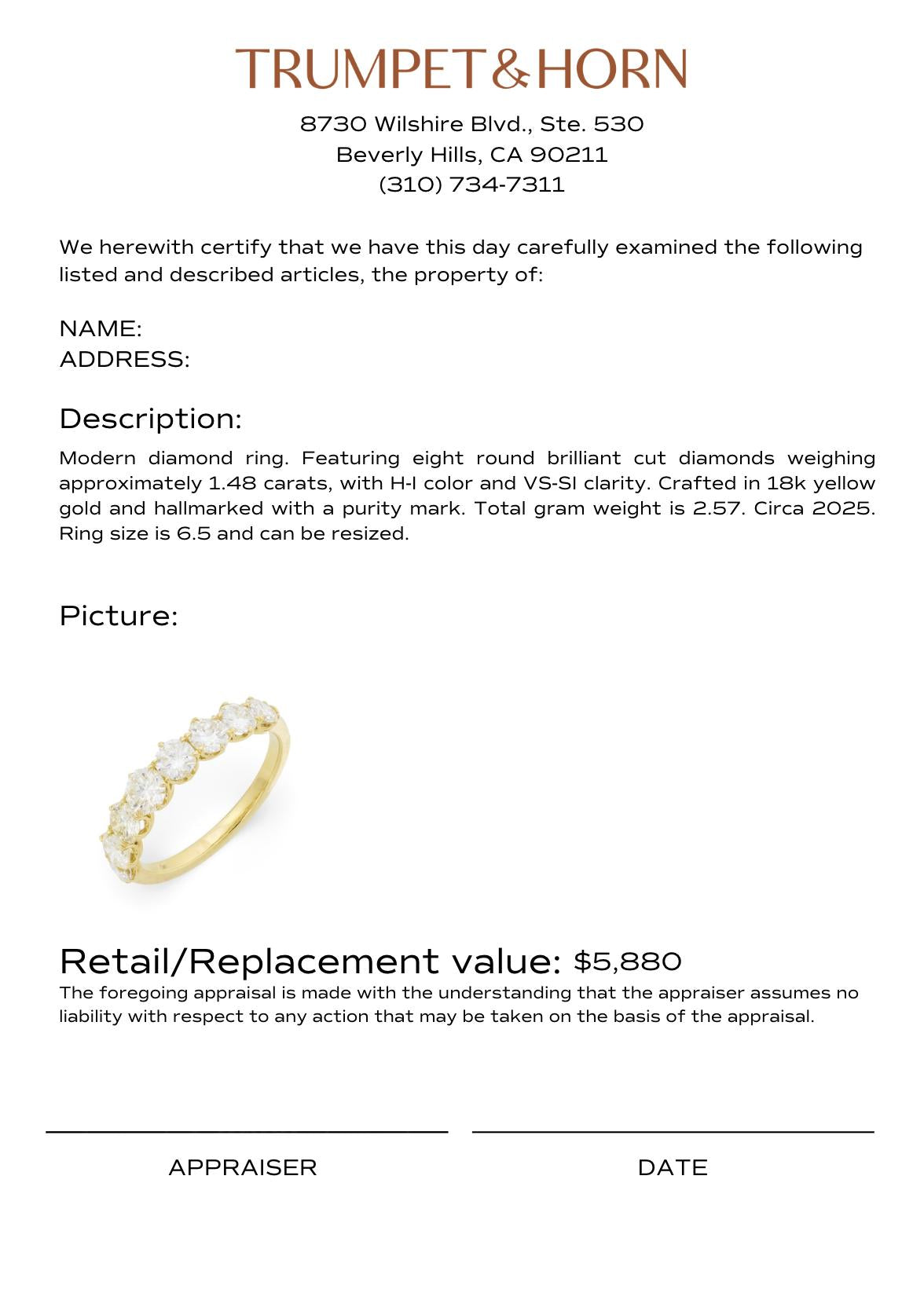 Modern 1.48 carat diamond 18k yellow gold half eternity band